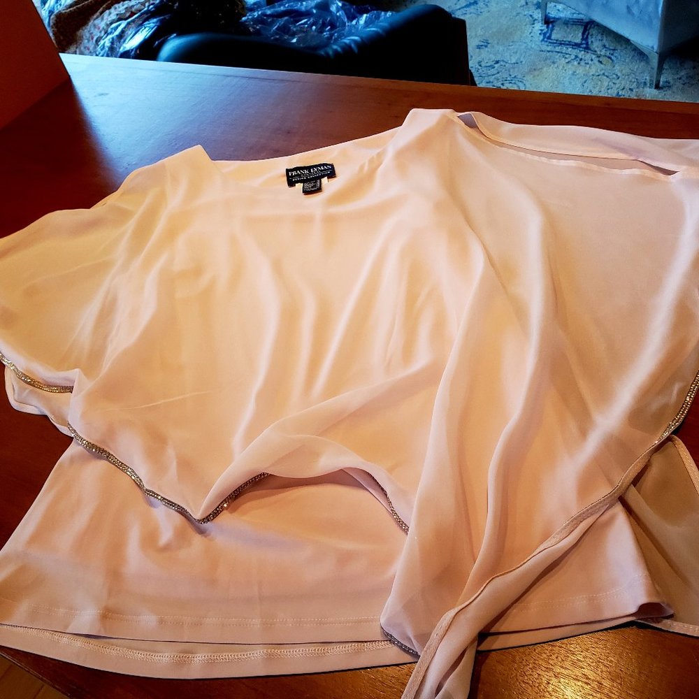 Beautiful soft pink asymmetrical blouse with crystal edging